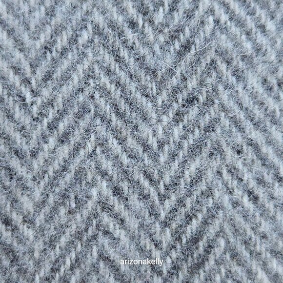 Vintage Wool Herringbone Wrap Grey John Hanly for L.L. Bean Ireland - Picture 3 of 13